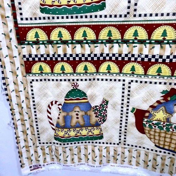 Vtg Debbie Mumm Mumms the Word Christmas Fabric Panel DIY Apron Oven Mitts Santa - Picture 13 of 16